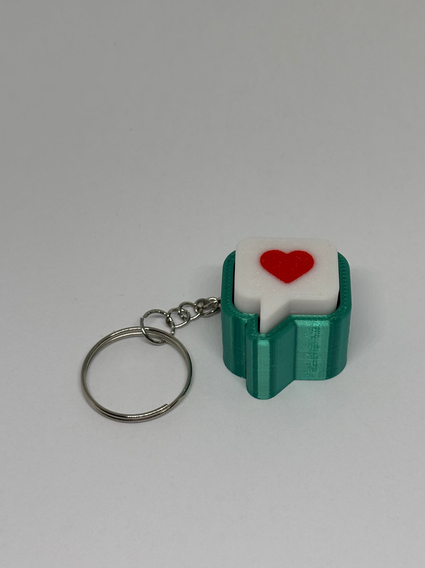 3D Heart Message Clicker Keyring - Emerald