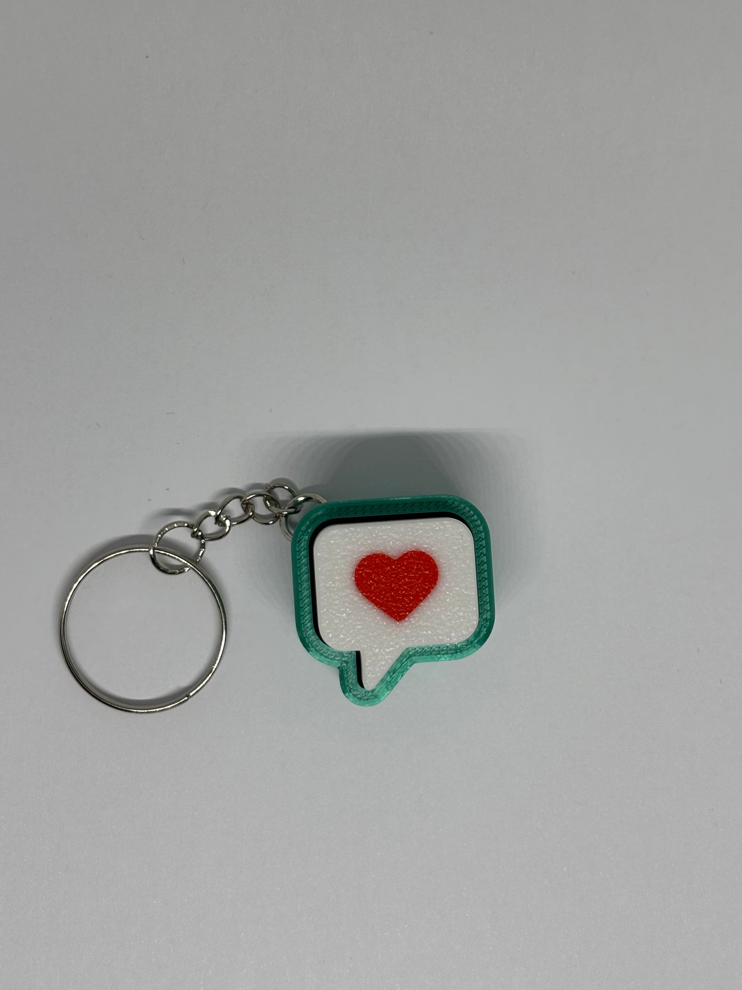 3D Heart Message Clicker Keyring - Emerald
