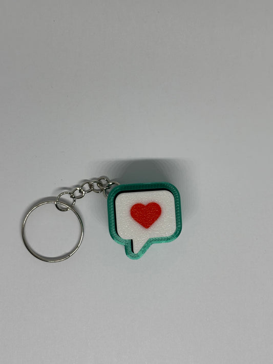 3D Heart Message Clicker Keyring - Emerald