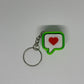 3D Heart Message Clicker Keyring - Green