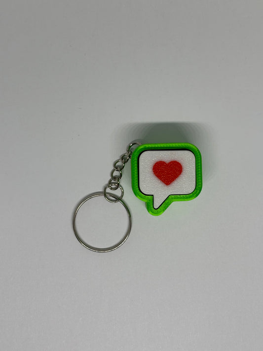 3D Heart Message Clicker Keyring - Green