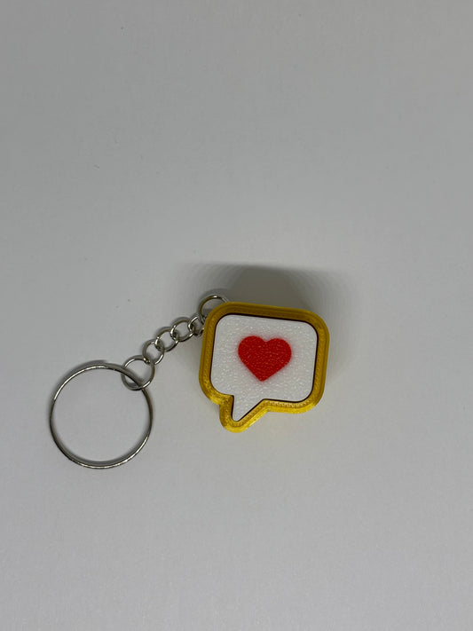 3D Heart Message Clicker Keyring - Gold