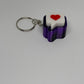 3D Heart Message Clicker Keyring - Purple/Black