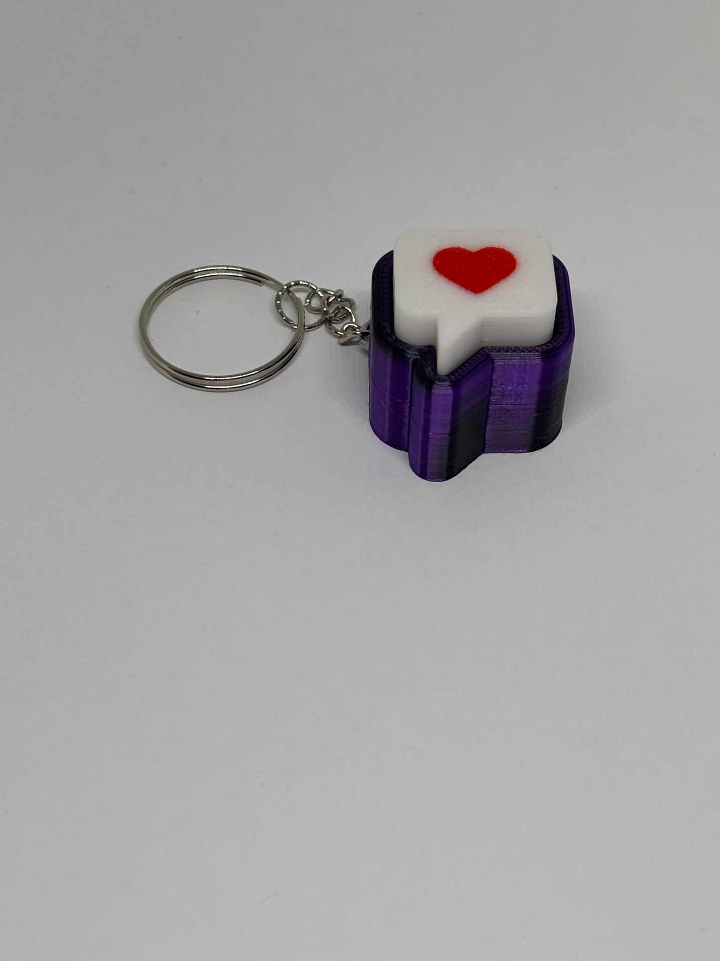 3D Heart Message Clicker Keyring - Purple/Black