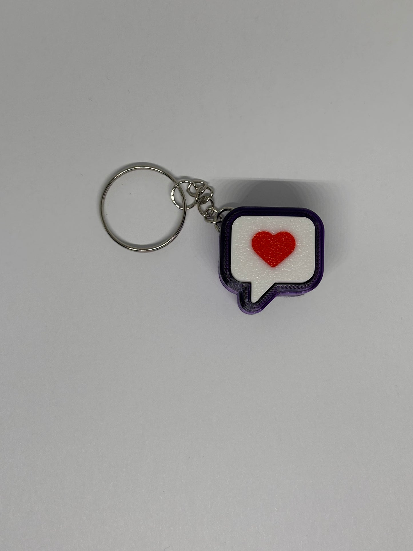 3D Heart Message Clicker Keyring - Purple/Black