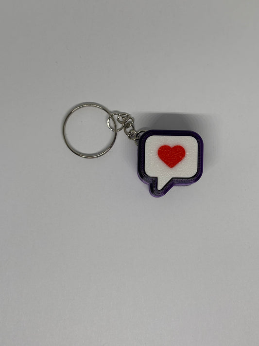 3D Heart Message Clicker Keyring - Purple/Black