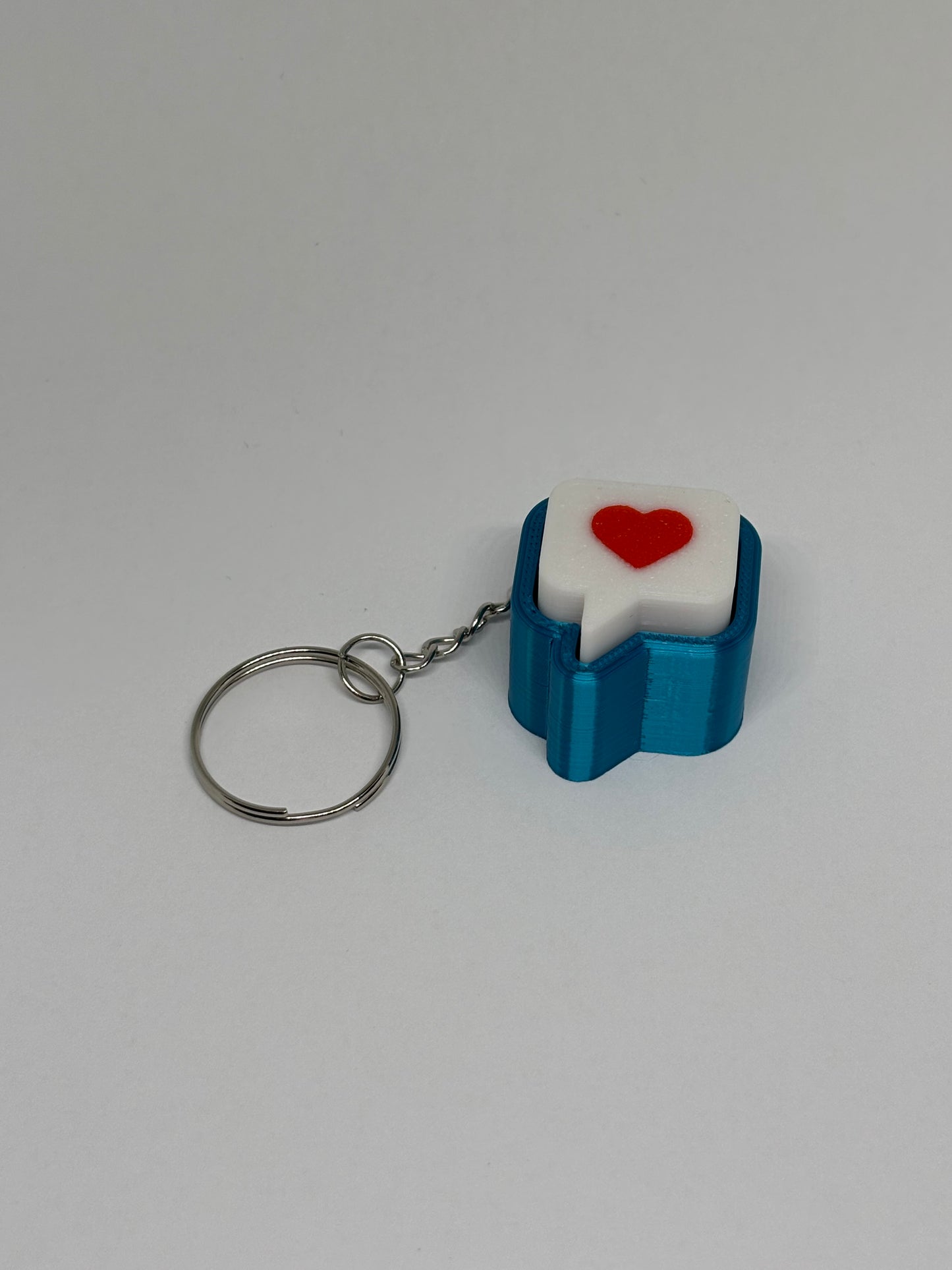 3D Heart Message Clicker Keyring - Teal