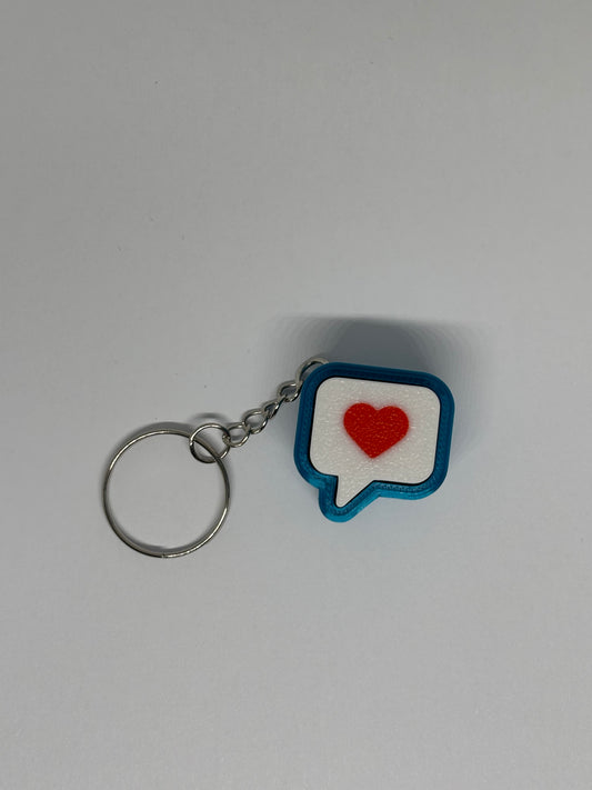 3D Heart Message Clicker Keyring - Teal