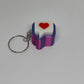 3D Heart Message Clicker Keyring - Rose Red/Blue