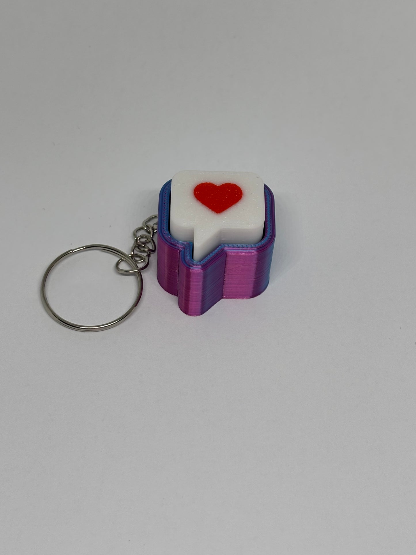 3D Heart Message Clicker Keyring - Rose Red/Blue