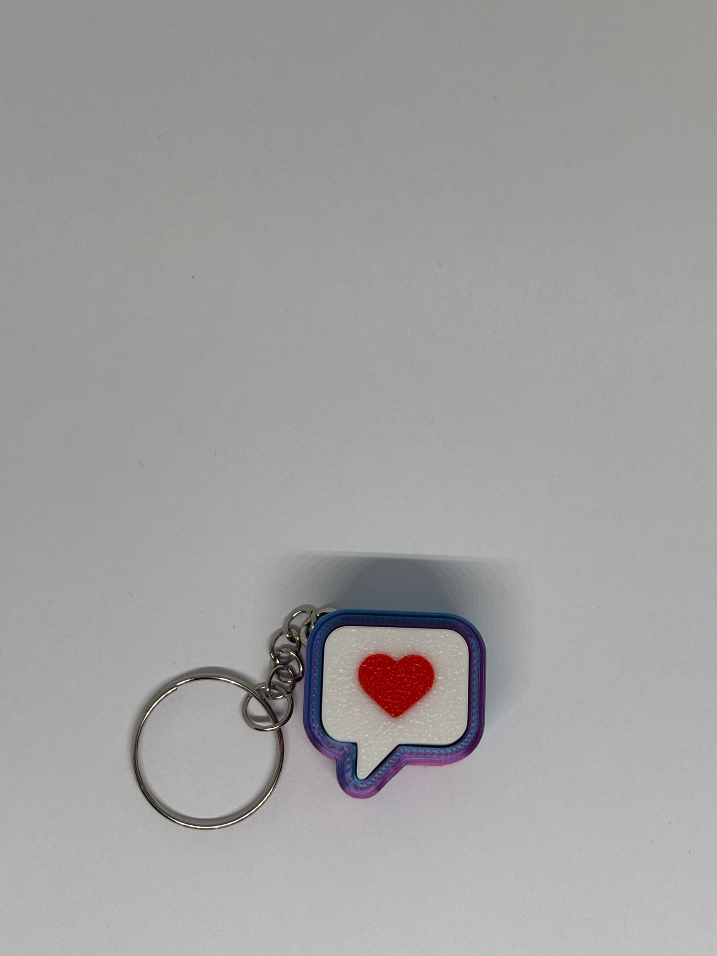 3D Heart Message Clicker Keyring - Rose Red/Blue