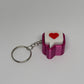 3D Heart Message Clicker Keyring - Rose Red