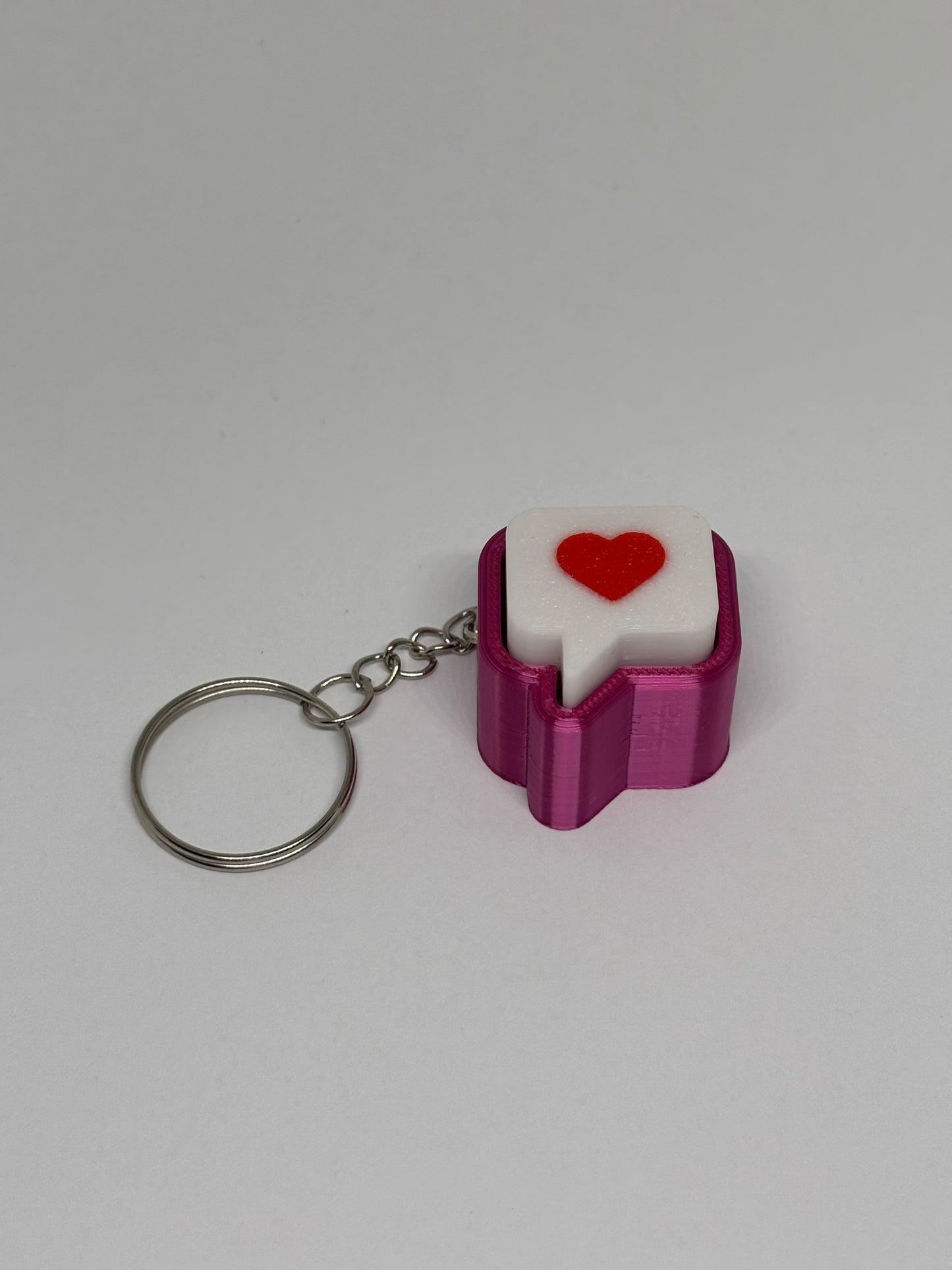 3D Heart Message Clicker Keyring - Rose Red