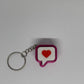 3D Heart Message Clicker Keyring - Rose Red