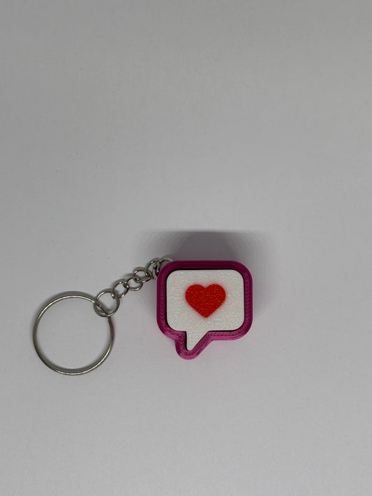 3D Heart Message Clicker Keyring - Rose Red