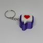 3D Heart Message Clicker Keyring - Purple