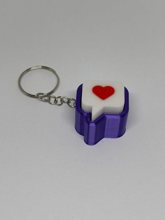 3D Heart Message Clicker Keyring - Purple
