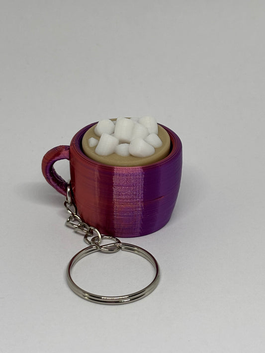 3D Hot Chocolate Clicker Keyring - Red/Purple