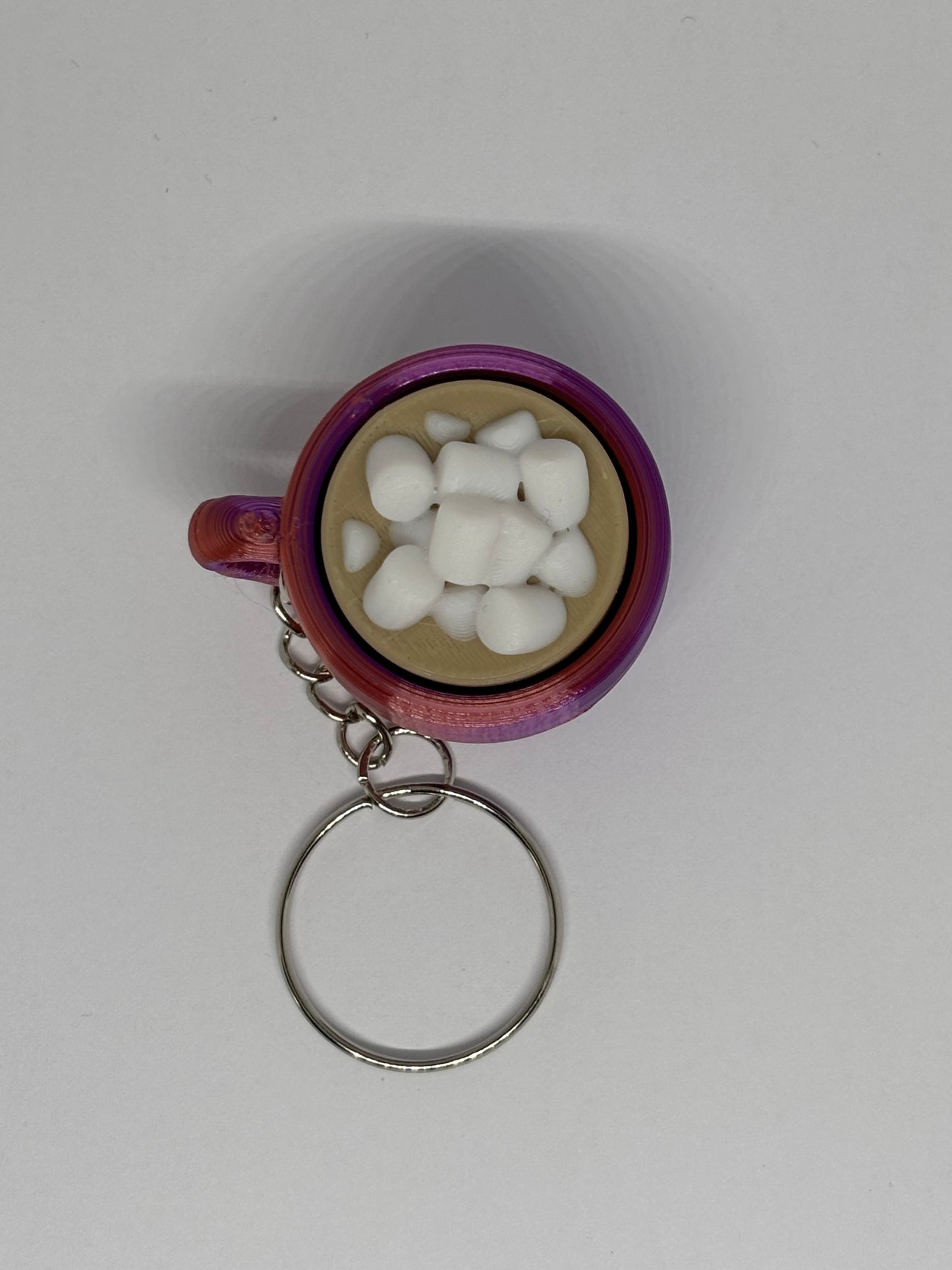 3D Hot Chocolate Clicker Keyring - Red/Purple