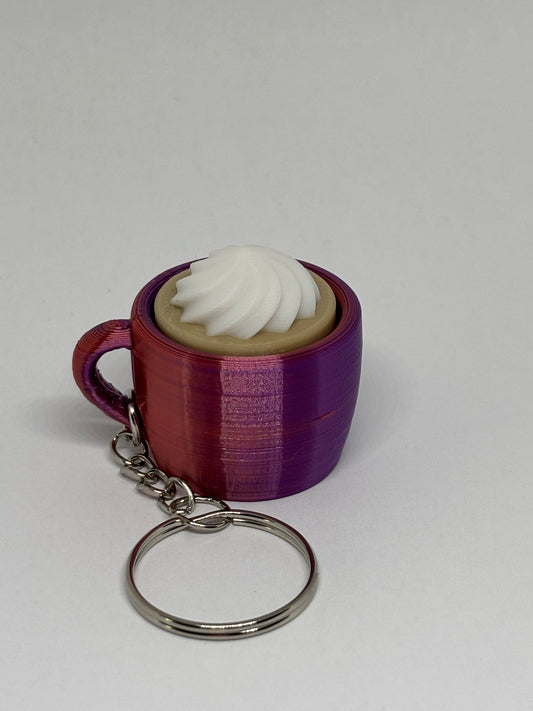 3D Whipped Coffee Clicker Keyring - Red/Purple