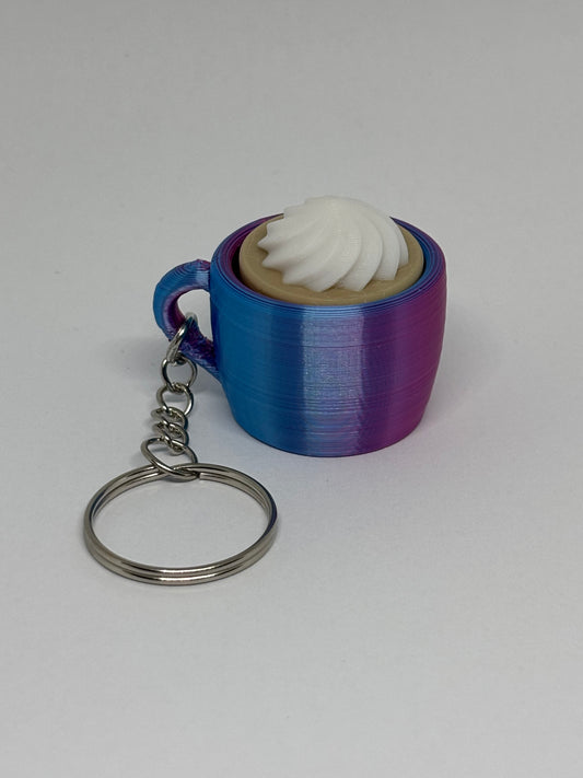 3D Whipped Cream Clicker Keyring - Rose Red/Blue