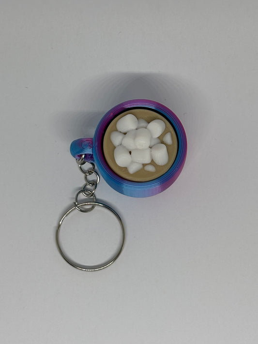 3D Hot Chocolate Clicker Keyring - Rose Red/Blue