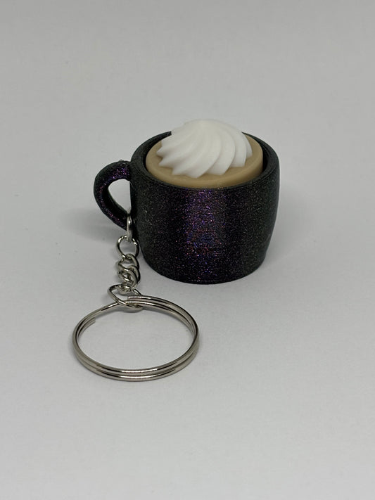 3D Whipped Coffee Clicker Keyring - Purple Glitter