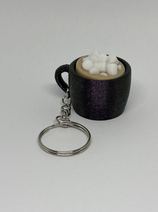 3D Hot Chocolate Clicker Keyring - Purple Glitter
