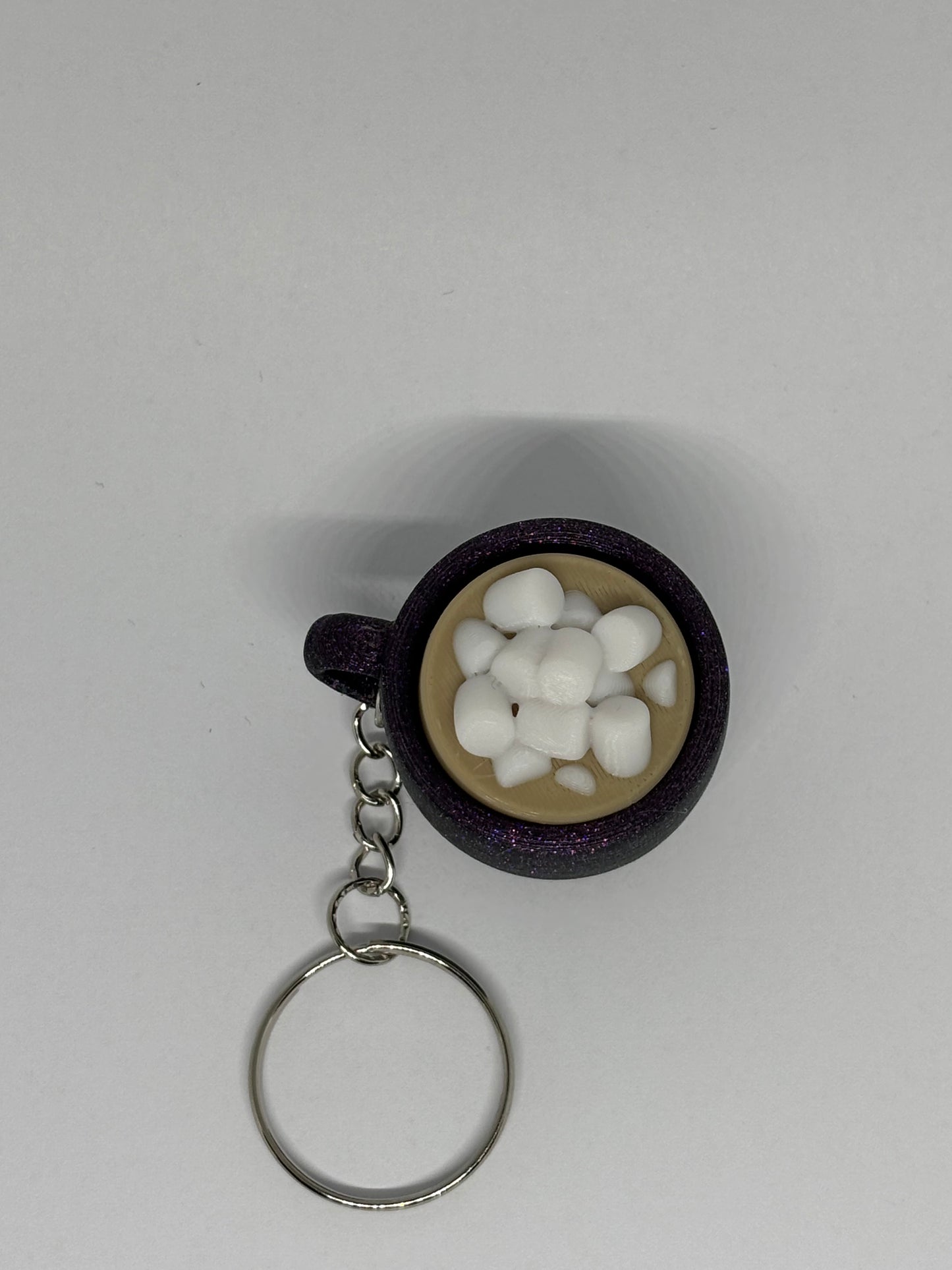 3D Hot Chocolate Clicker Keyring - Purple Glitter