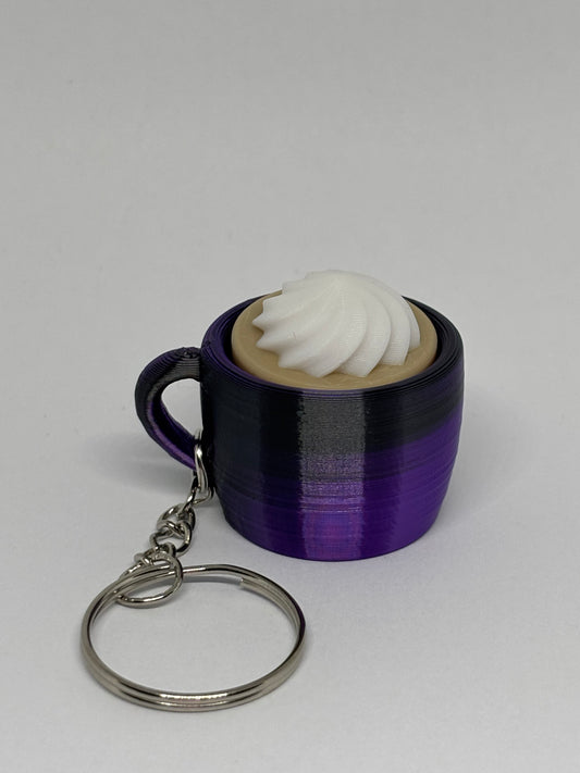 3D Whipped Coffee Clicker Keyring - Purple/Black