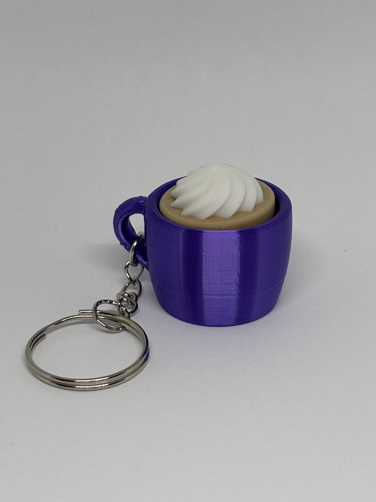 3D whipped Coffee Clicker Keyring - Purple