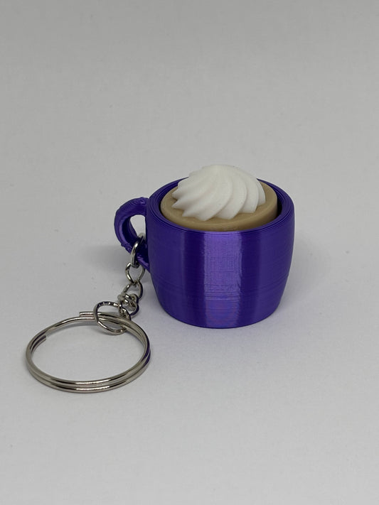 3D whipped Coffee Clicker Keyring - Purple