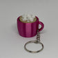 3D Hot chocolate Clicker Keyring - Rose Red