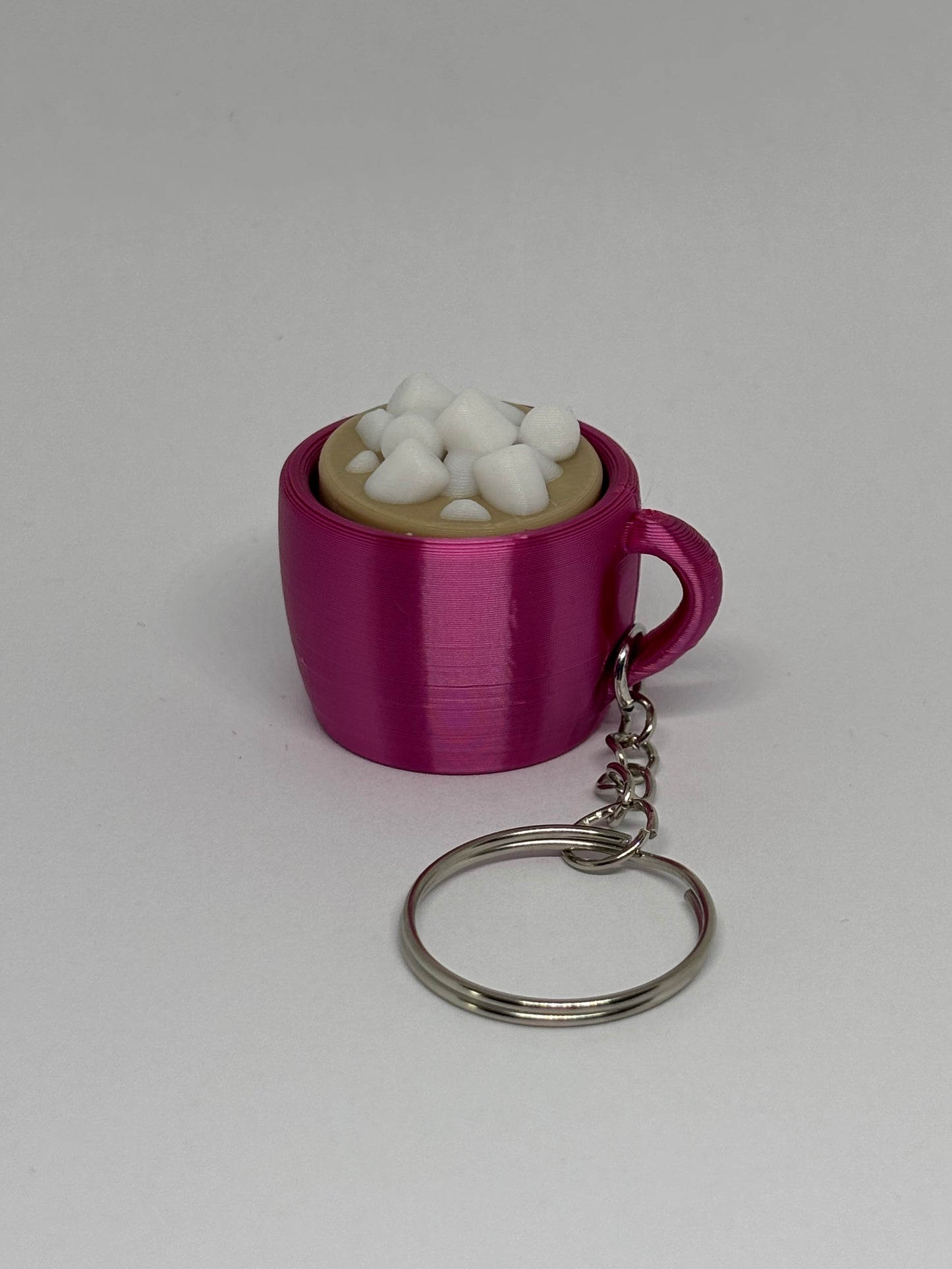 3D Hot chocolate Clicker Keyring - Rose Red