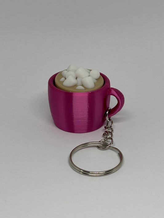 3D Hot chocolate Clicker Keyring - Rose Red