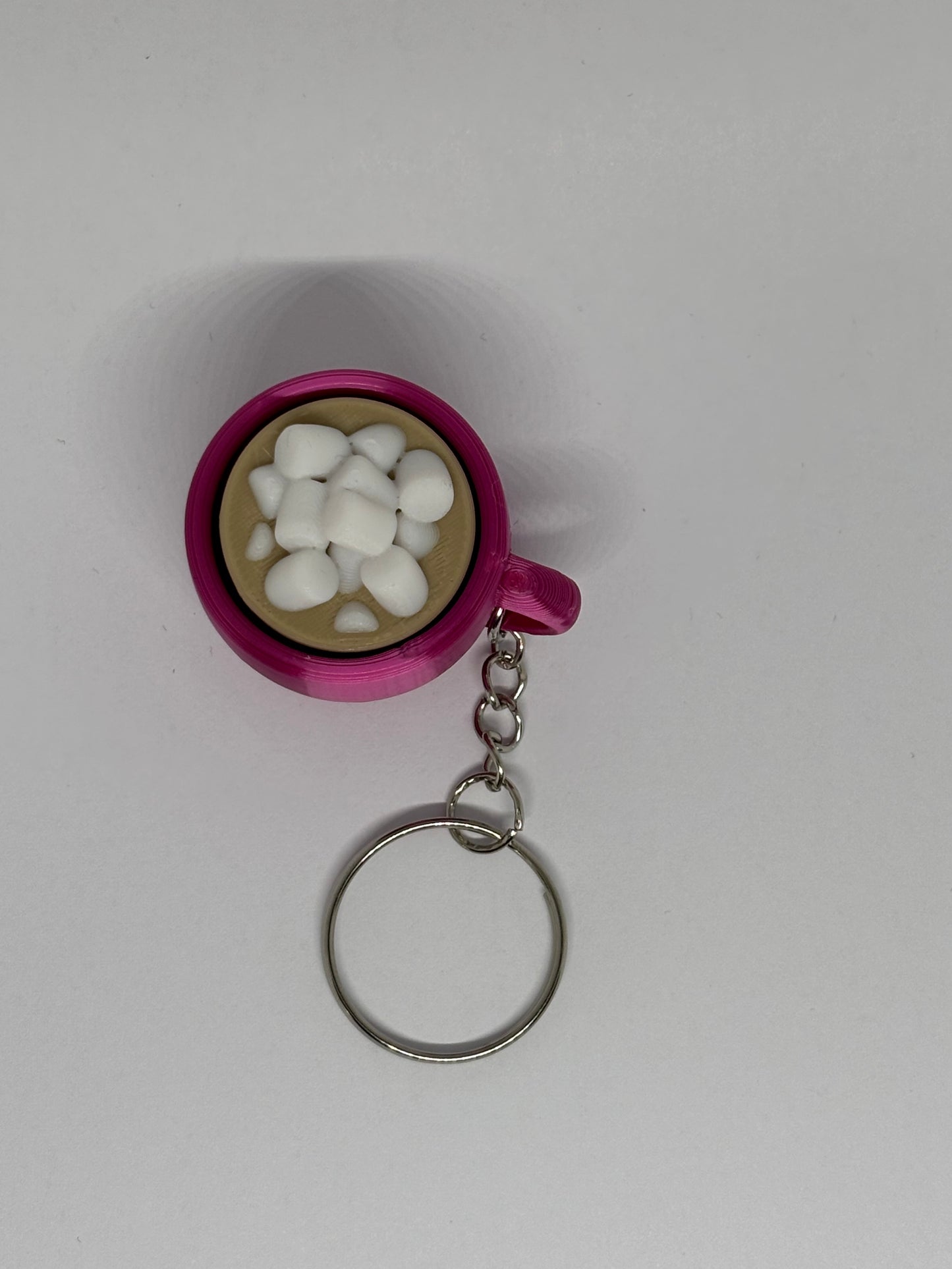 3D Hot chocolate Clicker Keyring - Rose Red