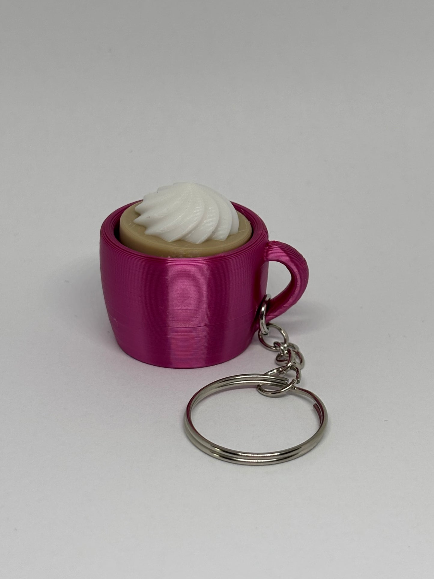 3D Whipped Coffee Clicker Keyring - Rose Red
