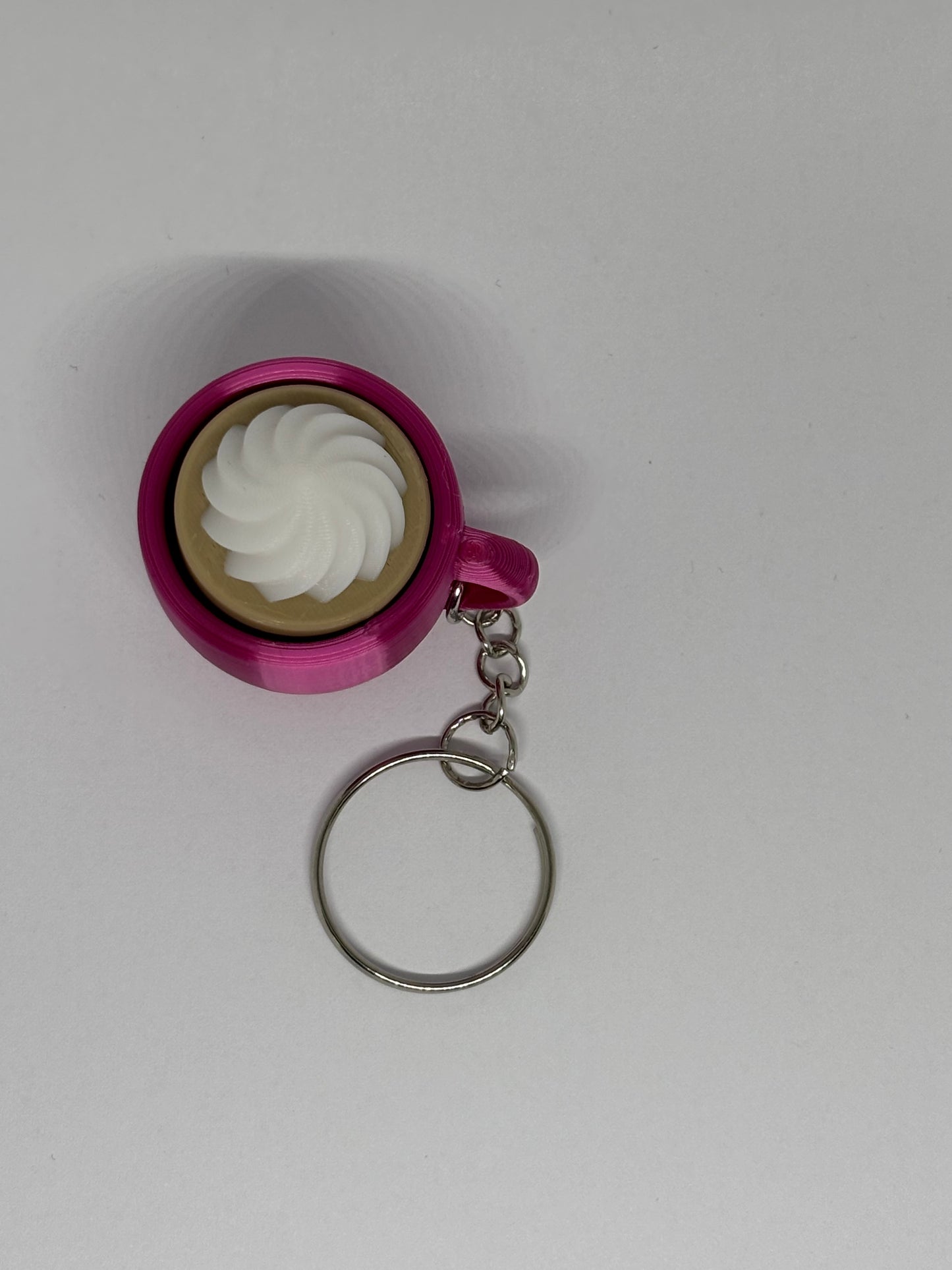 3D Whipped Coffee Clicker Keyring - Rose Red