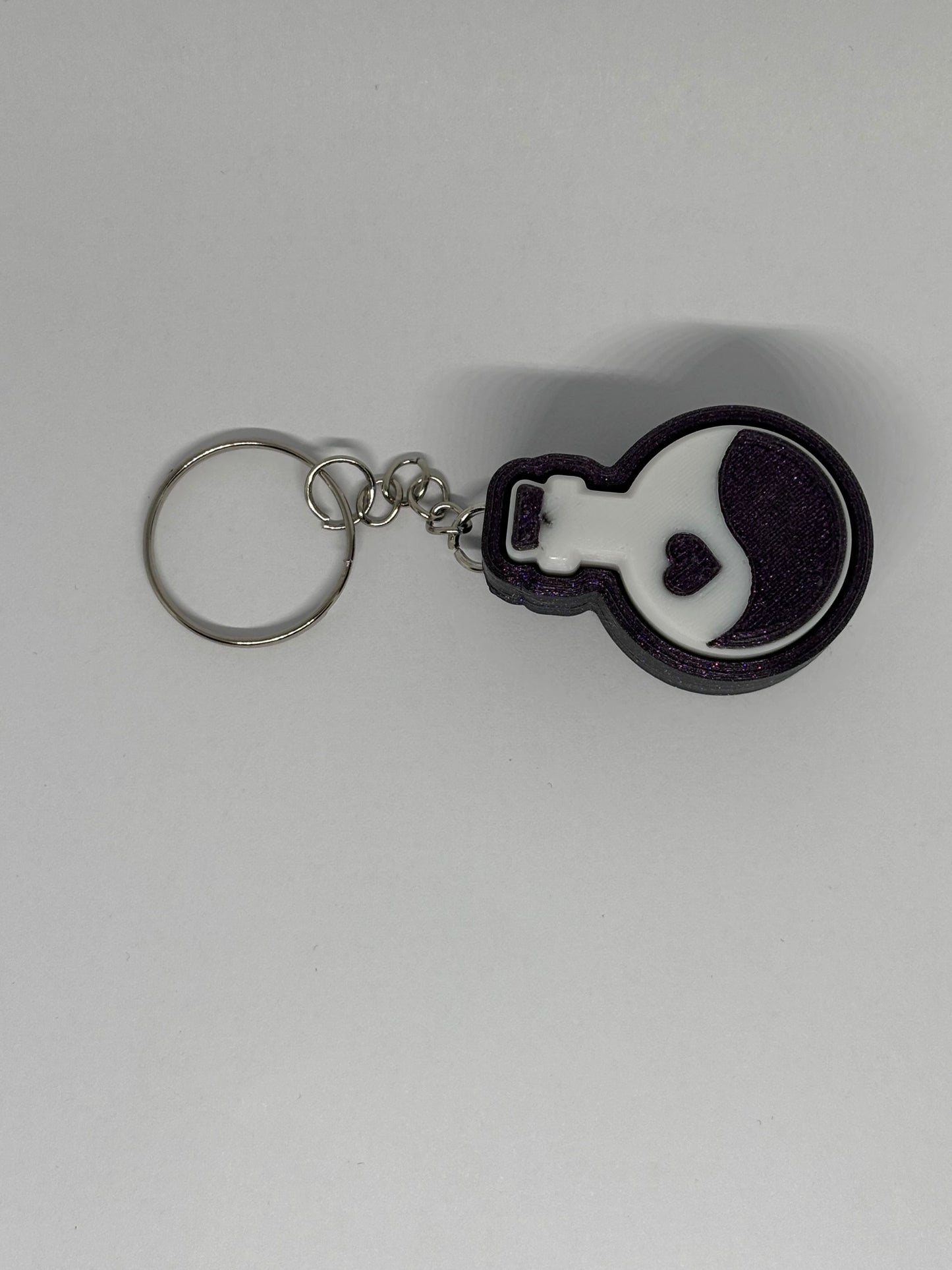 3D Potion Bottle Clicker Keyring - Purple Glitter