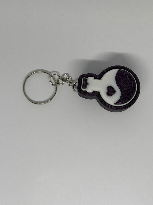 3D Potion Bottle Clicker Keyring - Purple Glitter