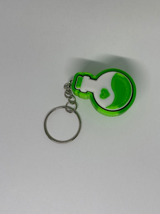 3D Potion Bottle Clicker Keyring - Green