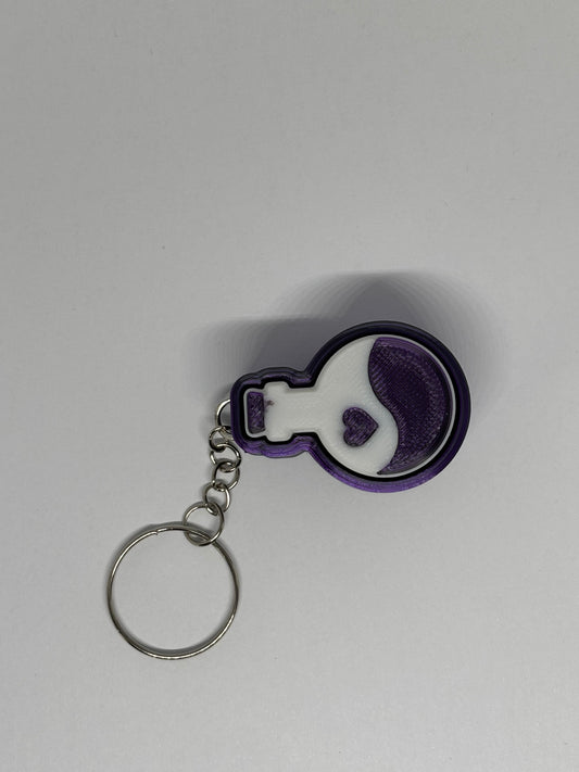 3D Potion Bottle Clicker Keyring - Purple/Black