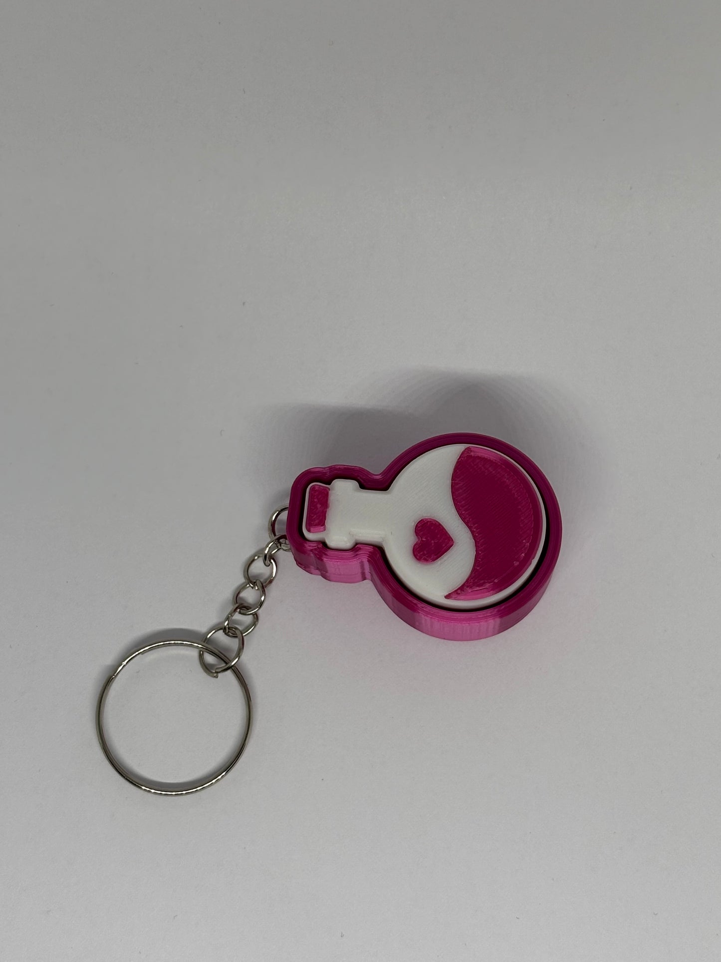 3D Potion Bottle Clicker Keyring - Rose Red