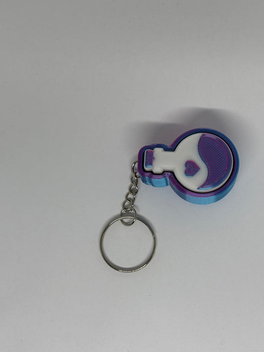 3D Potion Bottle Clicker Keyring - Rose Red/Blue