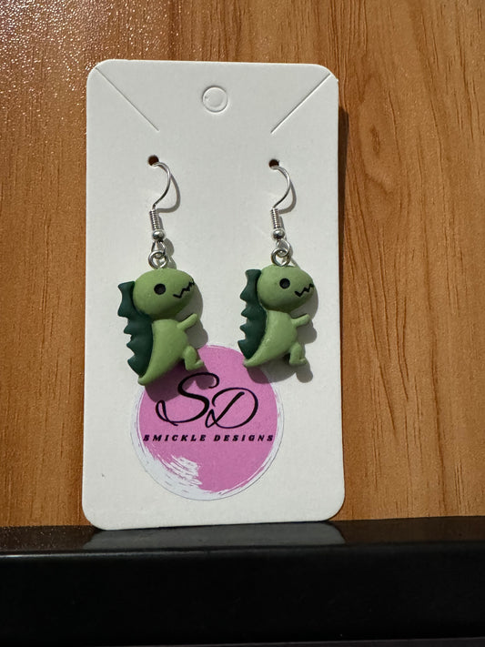 Green T-Rex Earrings