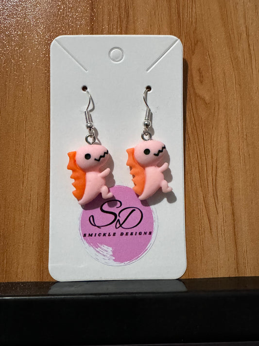 Peach T-Rex Earrings
