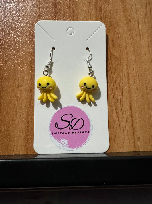 Yellow Octopus Earrings