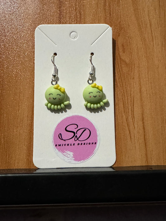 Green Octopus Earrings