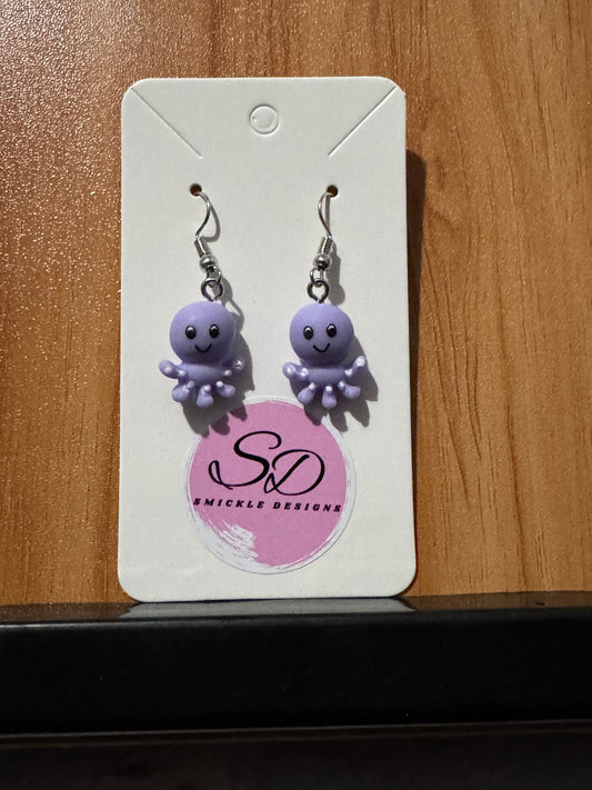 Purple Octopus Earrings