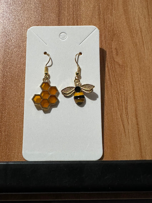 Bee & Honeycomb Earrings